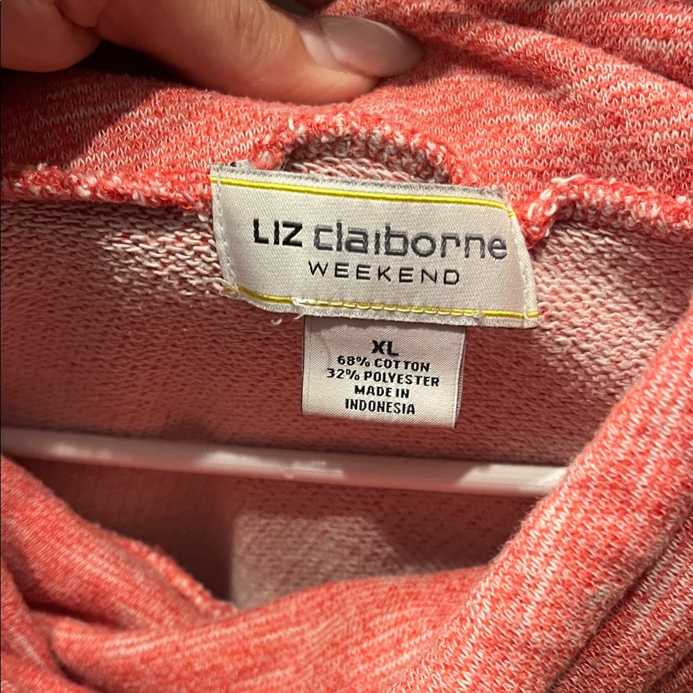 Liz Claiborne Women's Cowl Neck Sweater in Coral - Picture 2 of 3